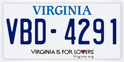 VA license plate VBD4291