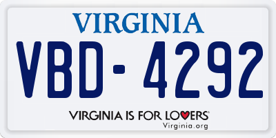 VA license plate VBD4292