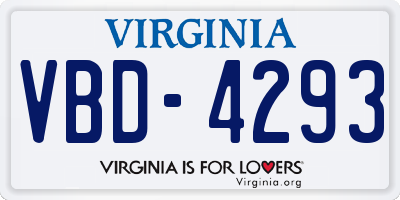 VA license plate VBD4293