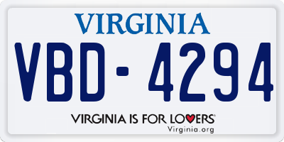 VA license plate VBD4294