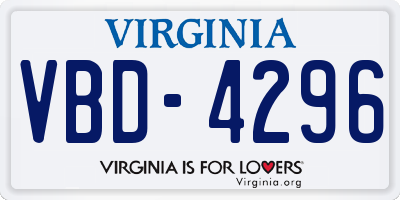 VA license plate VBD4296