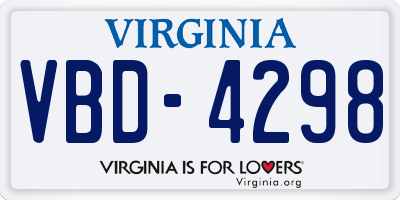 VA license plate VBD4298