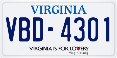 VA license plate VBD4301