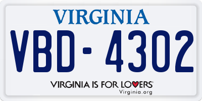 VA license plate VBD4302
