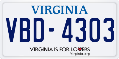 VA license plate VBD4303