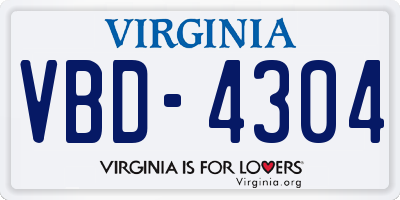 VA license plate VBD4304