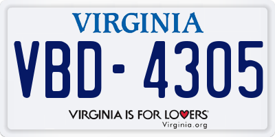 VA license plate VBD4305