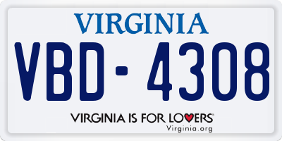 VA license plate VBD4308