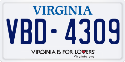 VA license plate VBD4309