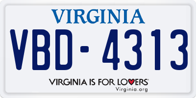 VA license plate VBD4313