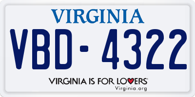VA license plate VBD4322
