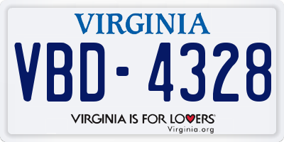VA license plate VBD4328