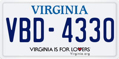 VA license plate VBD4330