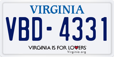 VA license plate VBD4331