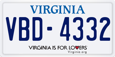 VA license plate VBD4332