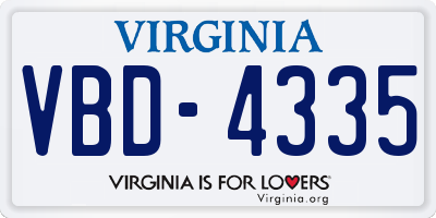 VA license plate VBD4335
