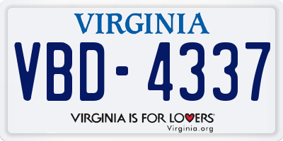VA license plate VBD4337