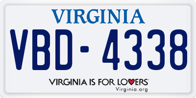 VA license plate VBD4338
