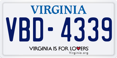VA license plate VBD4339