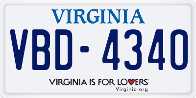 VA license plate VBD4340