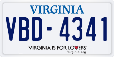 VA license plate VBD4341