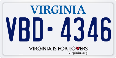 VA license plate VBD4346