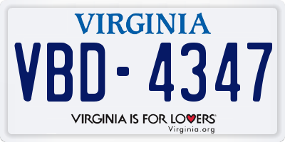 VA license plate VBD4347
