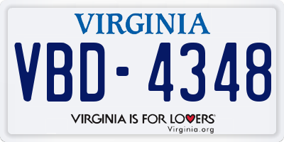VA license plate VBD4348