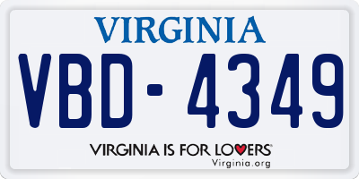 VA license plate VBD4349