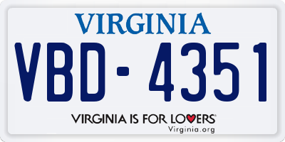 VA license plate VBD4351