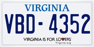 VA license plate VBD4352