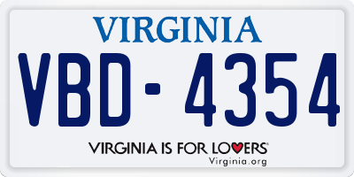 VA license plate VBD4354