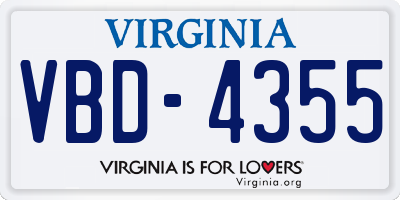 VA license plate VBD4355