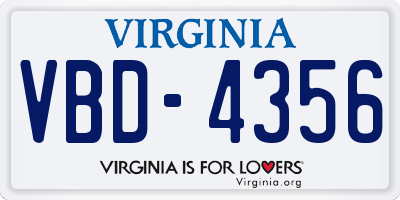 VA license plate VBD4356
