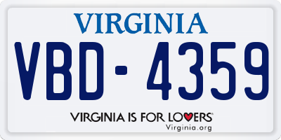 VA license plate VBD4359
