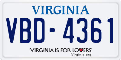 VA license plate VBD4361