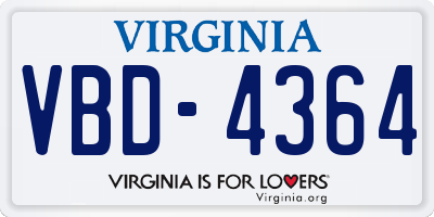 VA license plate VBD4364