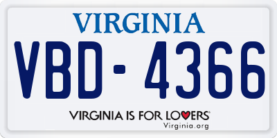 VA license plate VBD4366