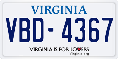 VA license plate VBD4367