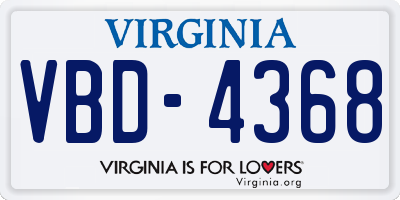 VA license plate VBD4368