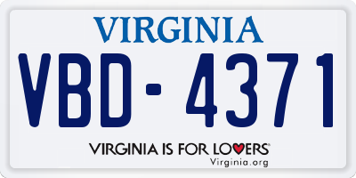 VA license plate VBD4371