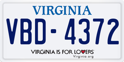 VA license plate VBD4372