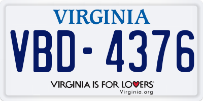VA license plate VBD4376