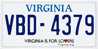 VA license plate VBD4379