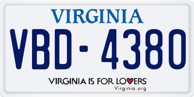 VA license plate VBD4380