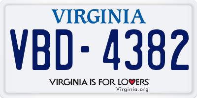 VA license plate VBD4382