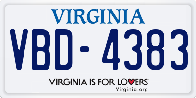 VA license plate VBD4383