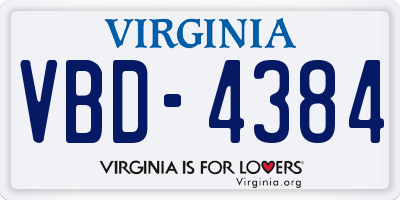 VA license plate VBD4384