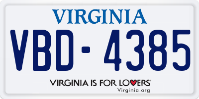 VA license plate VBD4385