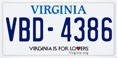 VA license plate VBD4386